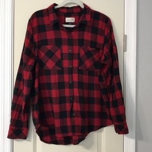 Red and black checkered flannel shirt